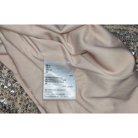 Alfani Blouse S Women's Gold Sequin Shimmer Long Flutter Sleeve Pullover Party - Picture 6 of 6